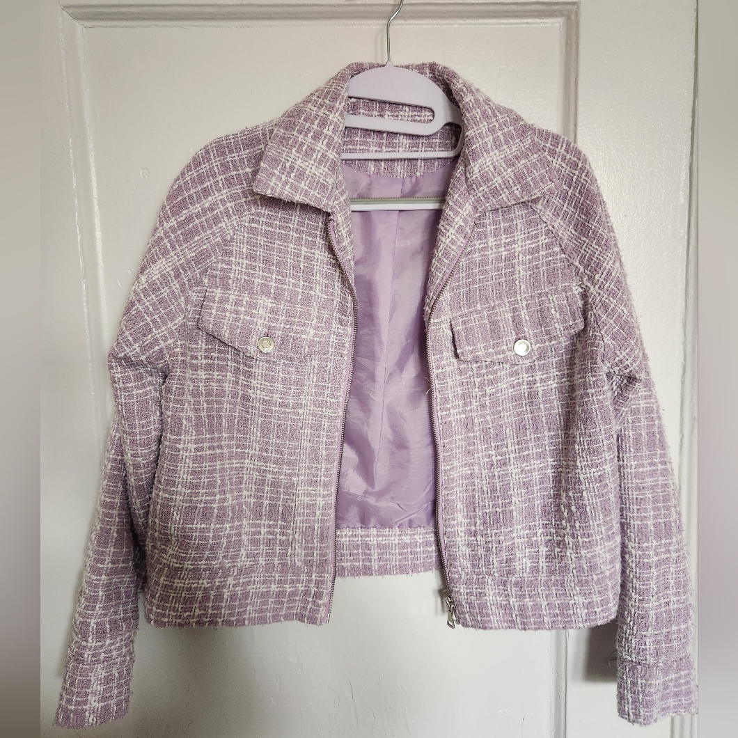 Lavender Plaid Patterned Jacket